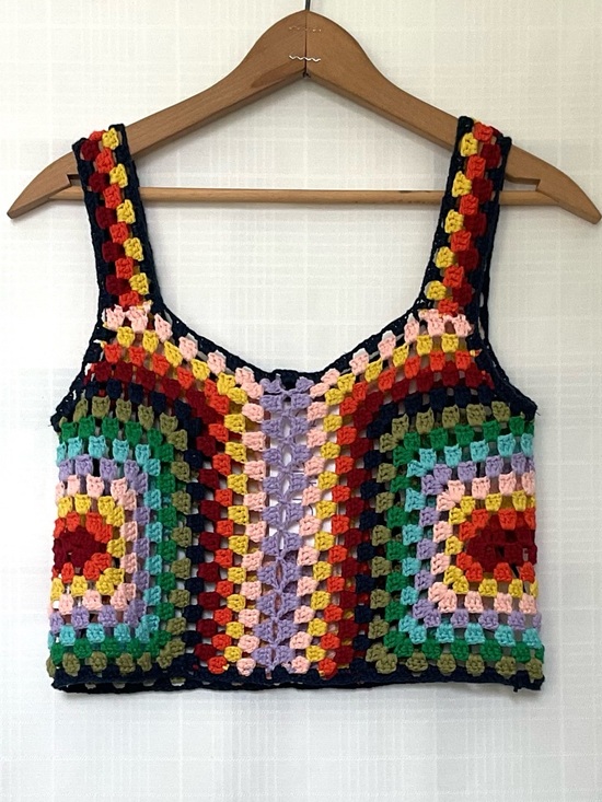 debut Tops - NWT debut Multicolor Crochet Patchwork Crop Camisole